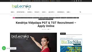 
                            8. Kendriya Vidyalaya PGT & TGT Recruitment - Apply …