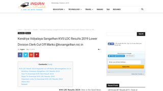 
                            11. Kendriya Vidyalaya Sangathan KVS LDC Results 2019 Lower ...