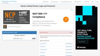 
                            3. Kentico Default Router Login and Password - Clean CSS