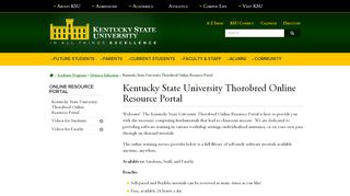 
                            5. Kentucky State University Thorobred Online Resource Portal ...