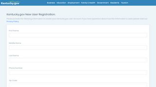 
                            5. Kentucky.gov: - New User Registration