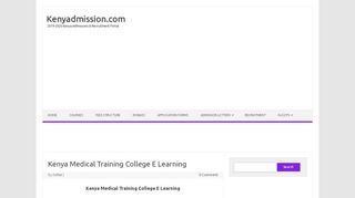 
                            5. Kenya Medical Training College E Learning - Kenyadmission.com