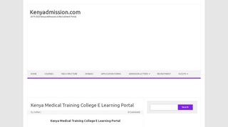 
                            4. Kenya Medical Training College E Learning Portal - Kenyadmission.com