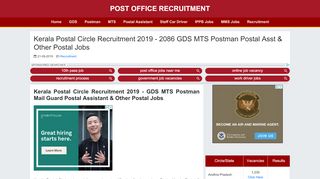 
                            2. Kerala Postal Circle Recruitment 2019 - Post Office ...