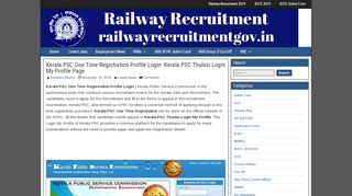 
                            8. Kerala PSC One Time Registration Profile Login: Kerala PSC ...