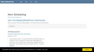 
                            8. Kern Scheduling: Discussions @ MysteryShopForum.com