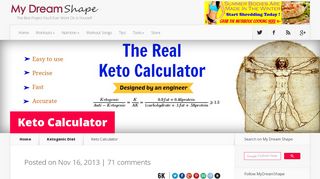 
                            3. Keto Calculator - My Dream Shape!