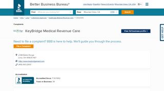 
                            8. KeyBridge Medical Revenue Care | Complaints | Better Business ...