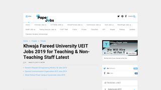 
                            2. Khwaja Fareed University UEIT Jobs 2019 - Today Paper Jobs 2019