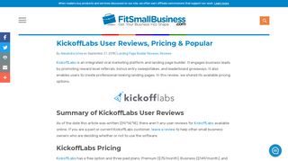 
                            8. KickoffLabs User Reviews, Pricing & Popular