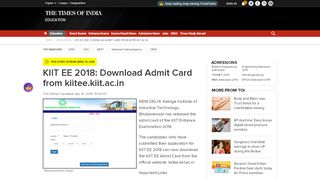 
                            7. KIIT EE 2018: Download Admit Card from …