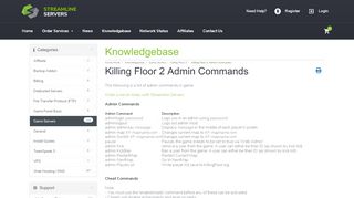 
                            7. Killing Floor 2 Admin Commands - Knowledgebase - Streamline Servers