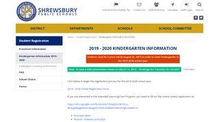 
                            4. Kindergarten Information 2019-2020 | Student Registration