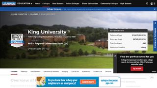 
                            8. King University - Profile, Rankings and Data | US News Best Colleges