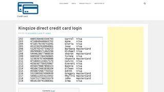 
                            8. Kingsize direct credit card login - Credit card