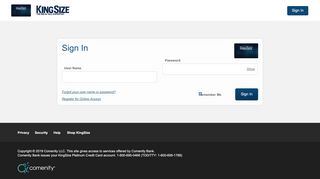
                            2. KingSize Platinum Credit Card - Sign In - Comenity