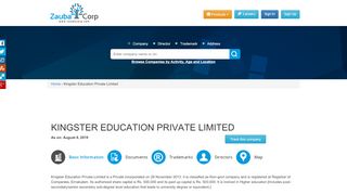 
                            8. KINGSTER EDUCATION PRIVATE LIMITED - Zauba Corp