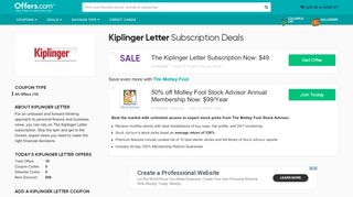 
                            6. Kiplinger Letter Subscription Deals & Discounts $88 off