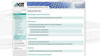 
                            7. KIT - Im Studium - Organisatorisches - FAQ