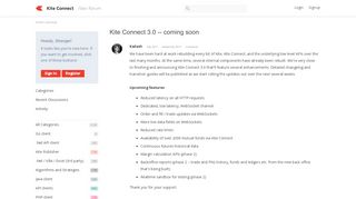 
                            4. Kite Connect 3.0 -- coming soon - Kite Connect developer forum