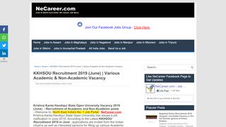 
                            3. KKHSOU Recruitment 2019 (June) - NeCareer.com - Jobs in North ...