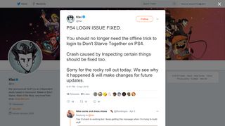 
                            5. Klei ar Twitter: “PS4 LOGIN ISSUE FIXED. You should no longer need ...