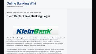 
                            4. Klein Bank Online Banking Login | OnlineBankingHQ