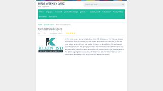 
                            6. Klein ISD Gradespeed - bingweeklyquiz.com