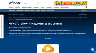 
                            6. KlowdTV Review | Price, features and content | finder.com