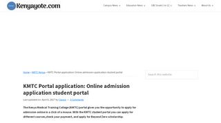 
                            6. KMTC Portal application: Online admission application student portal ...