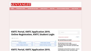 
                            7. KMTC Portal - KMTC Application 2019, Courses Offered, Fee Structure