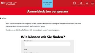 
                            3. KNAPPSCHAFT - Anmeldedaten vergessen