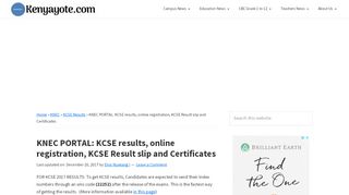 
                            9. KNEC PORTAL: KCSE results, online registration ... - Kenyayote