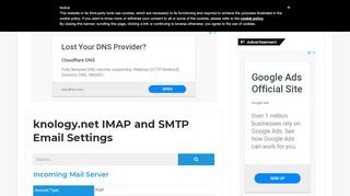 
                            6. knology.net IMAP and SMTP Email Settings