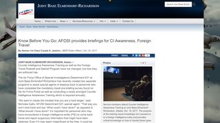 
                            3. Know Before You Go: AFOSI provides briefings for CI ...