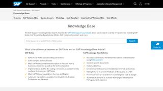 
                            3. Knowledge Base - SAP Support Portal Home