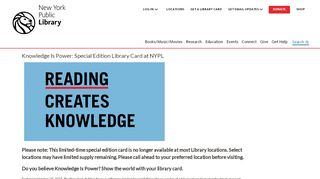 
                            2. Knowledge Is Power: Special Edition Library Card at NYPL ...