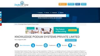 
                            6. KNOWLEDGE PODIUM SYSTEMS PRIVATE LIMITED - Zauba Corp