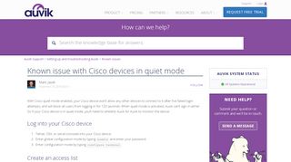 
                            2. Known issue with Cisco devices in quiet mode – Auvik Support