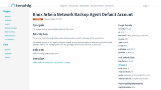 
                            5. Knox Arkeia Network Backup Agent Default Account | Tenable®