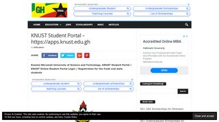 
                            9. KNUST Student Portal – https://apps.knust.edu.gh | GH Students