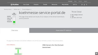 
                            6. koelnmesse-service-portal.de - Domain - McAfee Labs Threat ...