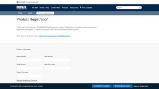 
                            4. KOHLER Portable Generators | Product Registration