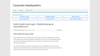 
                            1. Kohls Credit Card Login - Mykohlscharge at www.kohls.com