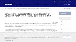 
                            9. Komatsu announces plans for new headquarters of Komatsu Mining ...