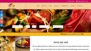 
                            2. Kongu Vellala Gounder Matrimony Online - Kongualliance.com