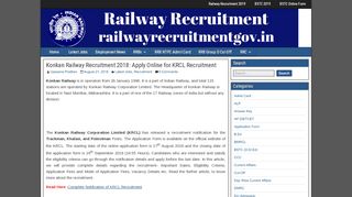 
                            3. Konkan Railway Recruitment 2018 - Apply Online for KRCL ...