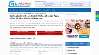 
                            3. Konkan Railway recruitment 2019 apply 1 post at www ...