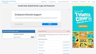
                            2. Kostal Solar Default Router Login and Password