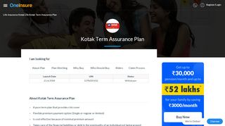 
                            9. Kotak Life Term Assurance Plan | Pure Term Plan - Details …